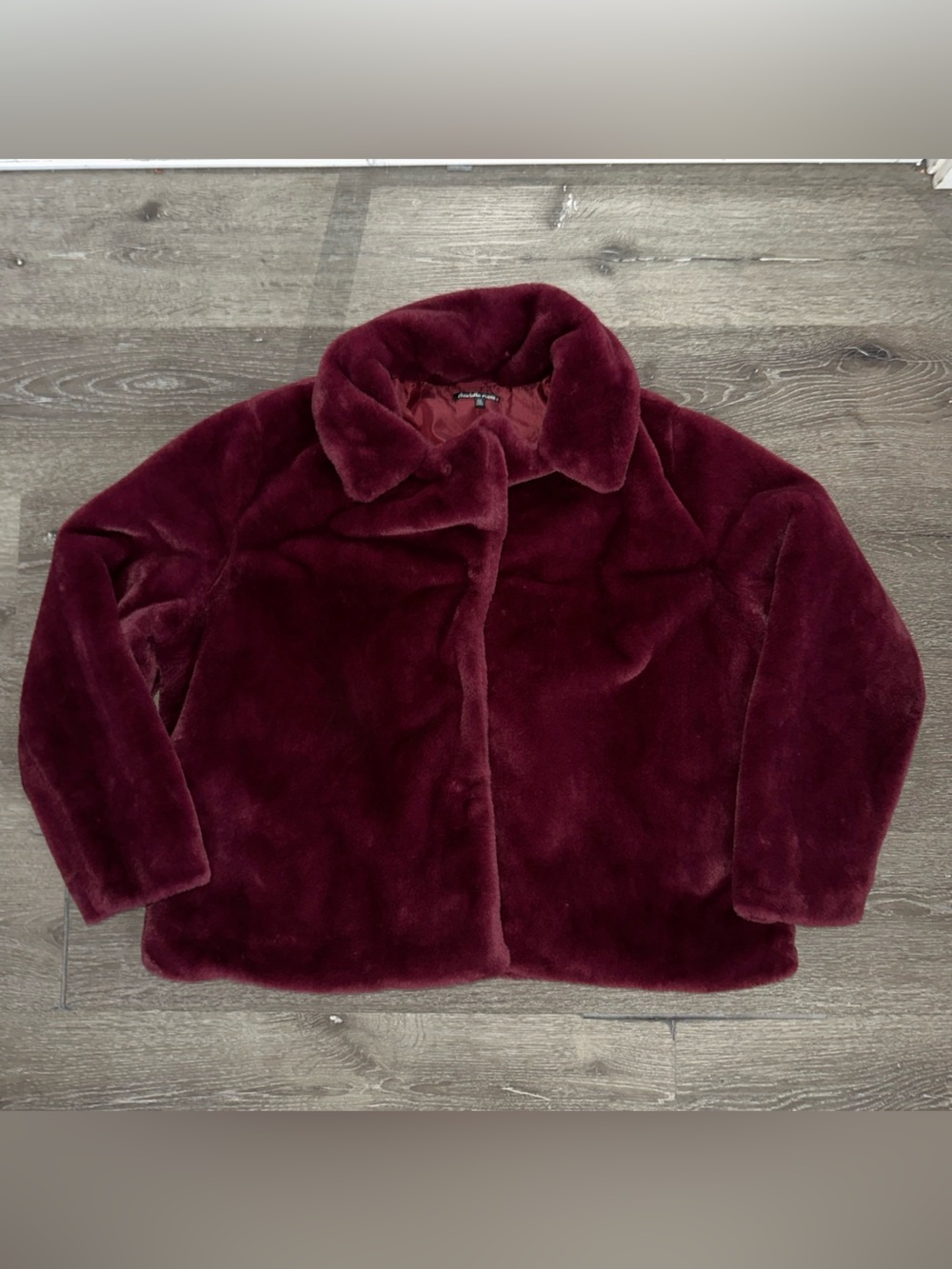 Charlotte Russe Plush Faux Fur Jacket in Burgundy